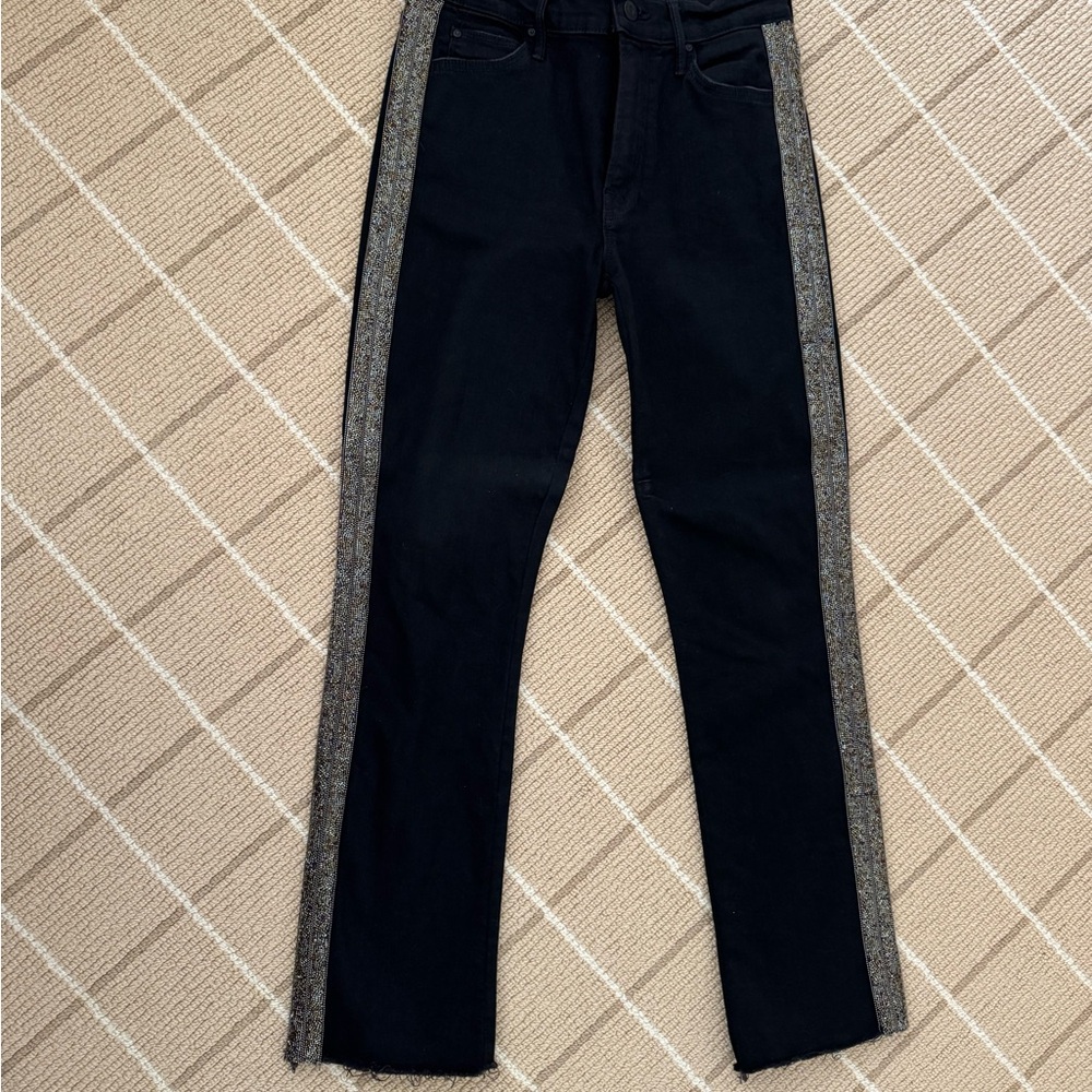 MOTHER Black Jeans with Silver Accents